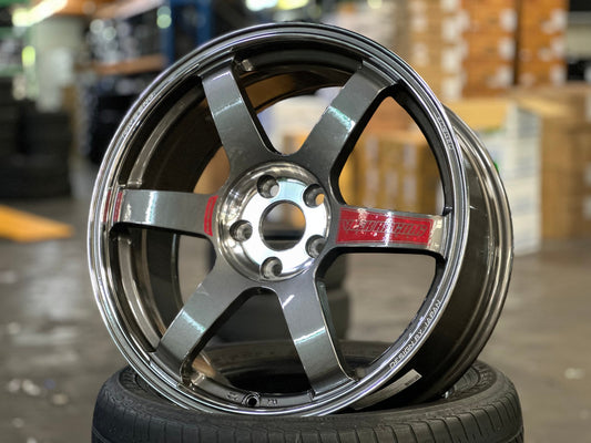 New 19X8.5 ET42 AOW Flow Formed TE37 SAGA Rim (4 wheel) Gloss Gunmetal 5X112