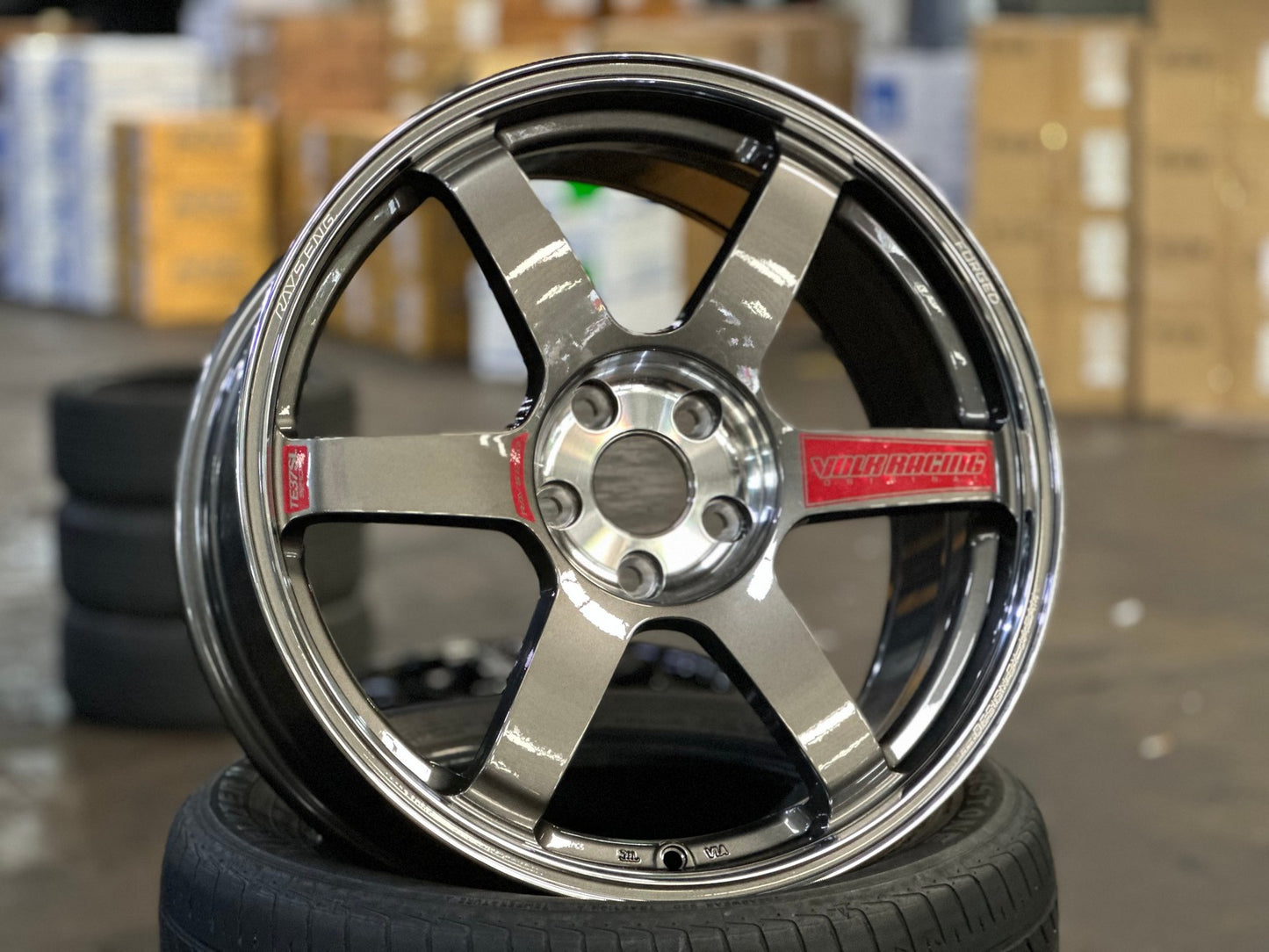New 19X8.5 ET42 AOW Flow Formed TE37 SAGA Rim (4 wheel) Gloss Gunmetal 5X114.3