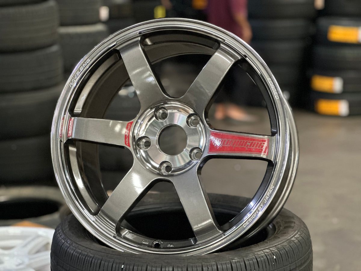 New 18X9.5 ET44 AOW Flow Formed TE37 SAGA Rim (4 wheel) Gloss Gunmetal 5X120