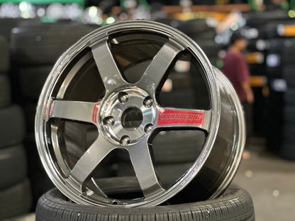 New 18X9.5 ET44 AOW Flow Formed TE37 SAGA Rim (4 wheel) Gloss Gunmetal 5X120