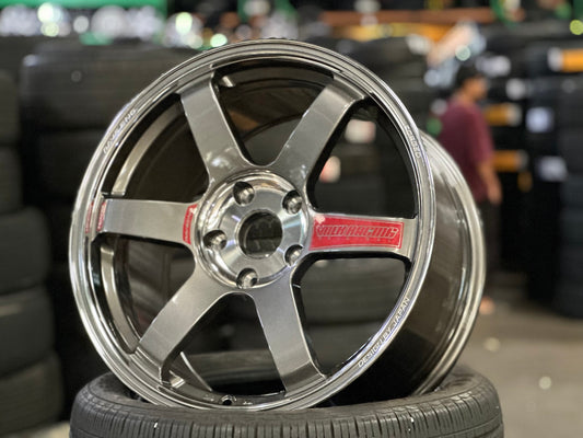 New 18X9.5 ET44 AOW Flow Formed TE37 SAGA Rim (4 wheel) Gloss Gunmetal 5X120