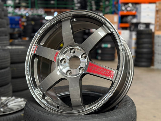 New 18X8 ET45 AOW Flow Formed TE37 SAGA Rim (4 wheel) Gloss Gunmetal 5X112