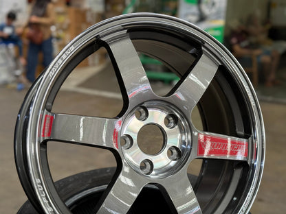 New 18X8 ET45 AOW Flow Formed TE37 SAGA Rim (4 wheel) Gloss Gunmetal 5X112