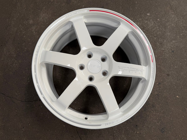 New 18X8.5 ET35 AOW Flow Formed TE37 SAGA Rim (4 wheel) Gloss White 5X114.3