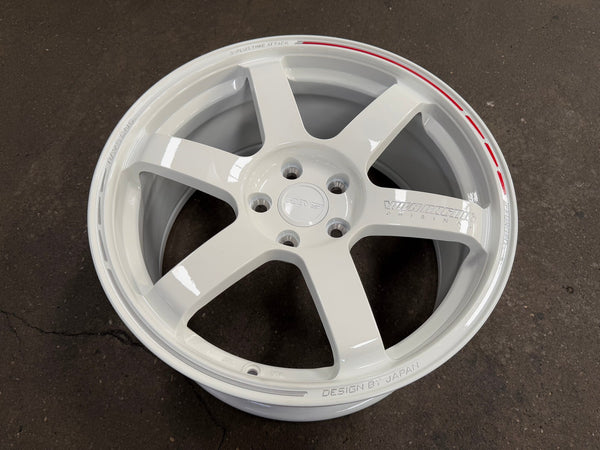 New 18X8.5 ET35 AOW Flow Formed TE37 SAGA Rim (4 wheel) Gloss White 5X114.3