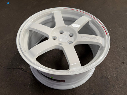 New 18X8.5 ET35 AOW Flow Formed TE37 SAGA Rim (4 wheel) Gloss White 5X112
