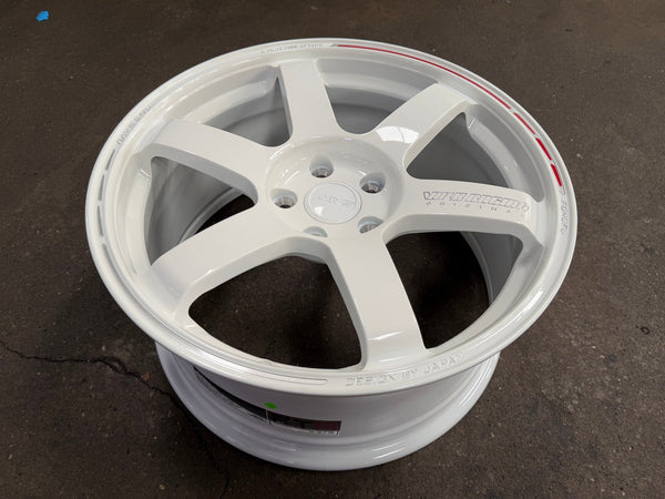 New 18X8.5 ET35 AOW Flow Formed TE37 SAGA Rim (4 wheel) Gloss White 5X114.3