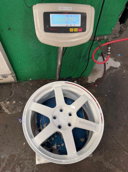 New 18X8.5 ET35 AOW Flow Formed TE37 SAGA Rim (4 wheel) Gloss White 5X112