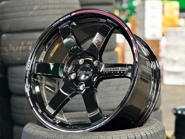 New 18X8.5 ET35 AOW Flow Formed TE37 SAGA Rim (4 wheel) Gloss Black 5X112