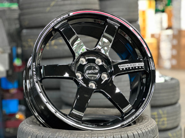 New 18X8.5 ET35 AOW Flow Formed TE37 SAGA Rim (4 wheel) Gloss Black 5X112