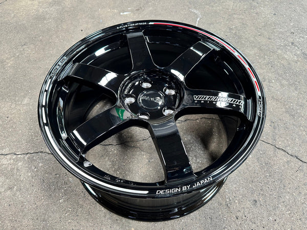 New 18X8.5 ET35 AOW Flow Formed TE37 SAGA Rim (4 wheel) Gloss Black 5X114.3