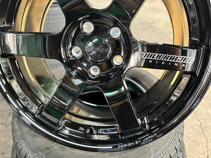 New 18X8.5 ET35 AOW Flow Formed TE37 SAGA Rim (4 wheel) Gloss Black 5X112