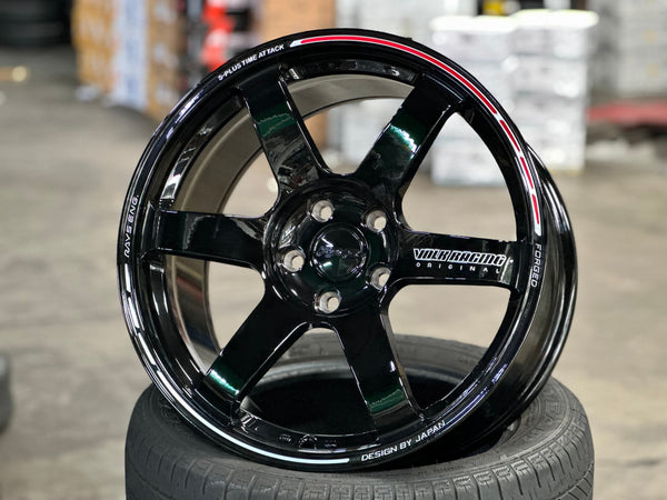 New 18X9 ET35 AOW Flow Formed TE37 SAGA Rim (4 wheel) Gloss Black 5X114.3