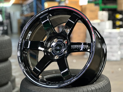 New 18X9 ET35 AOW Flow Formed TE37 SAGA Rim (4 wheel) Gloss Black 5X114.3