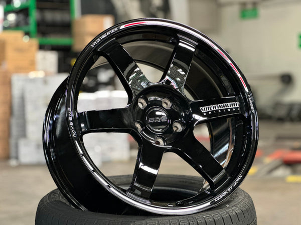 New 18X9 ET35 AOW Flow Formed TE37 SAGA Rim (4 wheel) Gloss Black 5X114.3