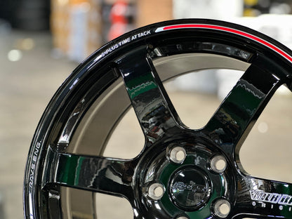 New 18X9 ET35 AOW Flow Formed TE37 SAGA Rim (4 wheel) Gloss Black 5X114.3