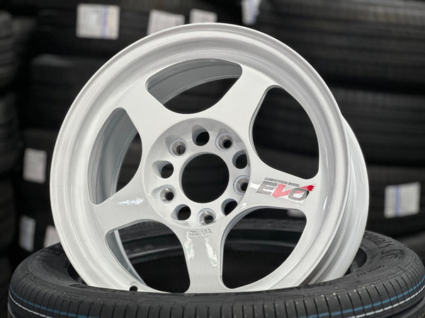 New 15X7 ET35 AOW Flow Formed Evo Rim (4 wheel) Gloss White 5X114.3