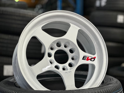 New 15X7 ET35 AOW Flow Formed Evo Rim (4 wheel) Gloss White 5X114.3