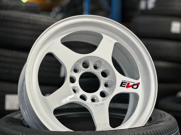 New 15X7 ET35 AOW Flow Formed Evo Rim (4 wheel) Gloss White 5X114.3