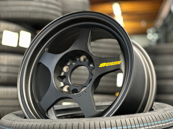 New 15X7 ET35 AOW Flow Formed Spoon Rim (4 wheel) Matt Black 5X114.3