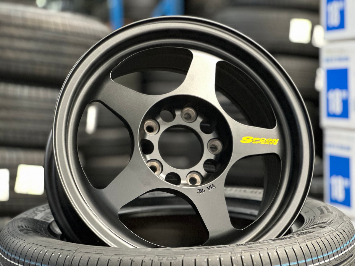 New 15X7 ET35 AOW Flow Formed Spoon Rim (4 wheel) Matt Black 5X114.3