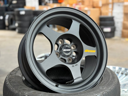 New 15X7.5 ET28 AOW Flow Formed Spoon Rim (4 wheel) Matt Black 4X100