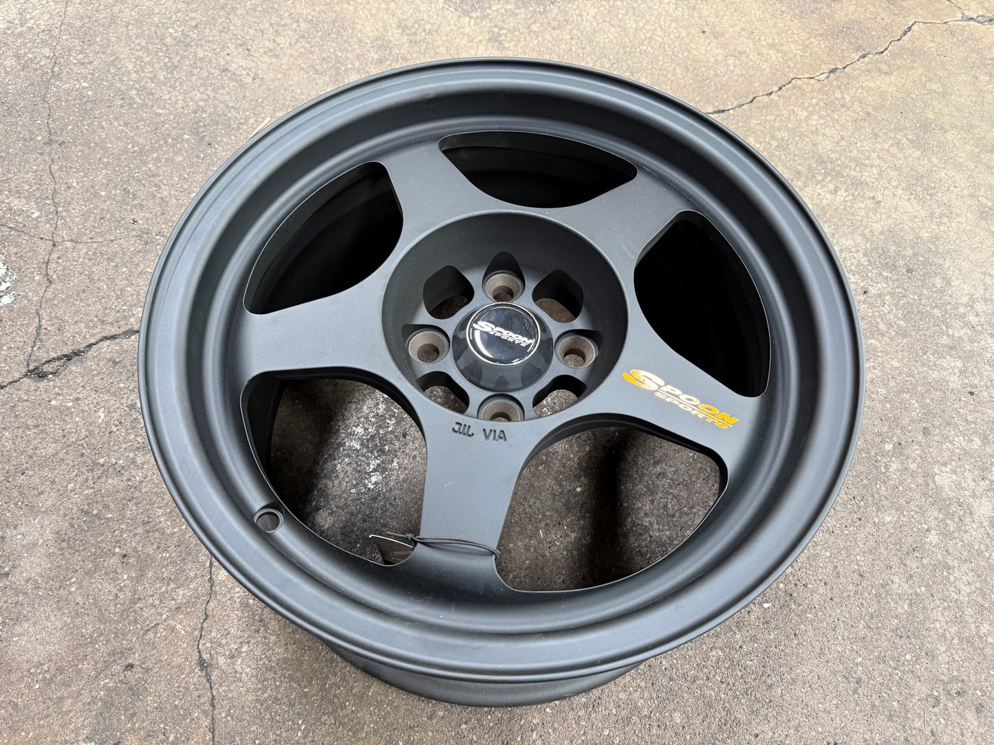 New 15X7.5 ET28 AOW Flow Formed Spoon Rim (4 wheel) Matt Black 4X100