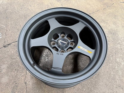 New 15X7.5 ET28 AOW Flow Formed Spoon Rim (4 wheel) Matt Black 4X100