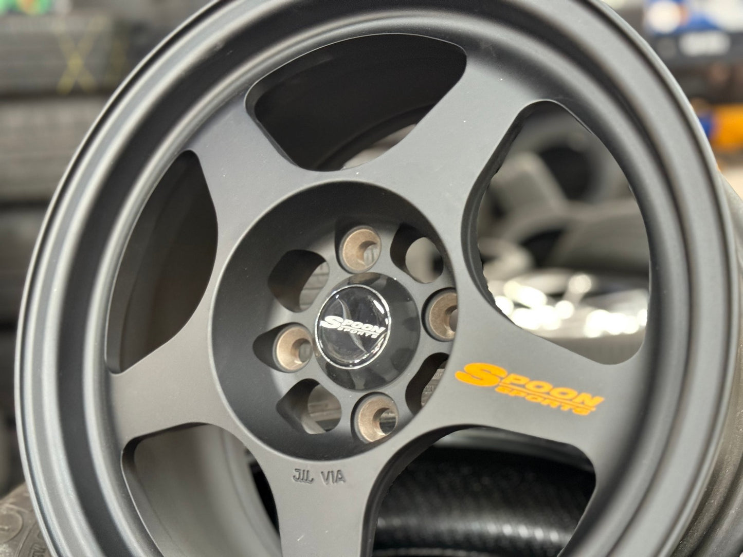 New 15X7.5 ET28 AOW Flow Formed Spoon Rim (4 wheel) Matt Black 4X100