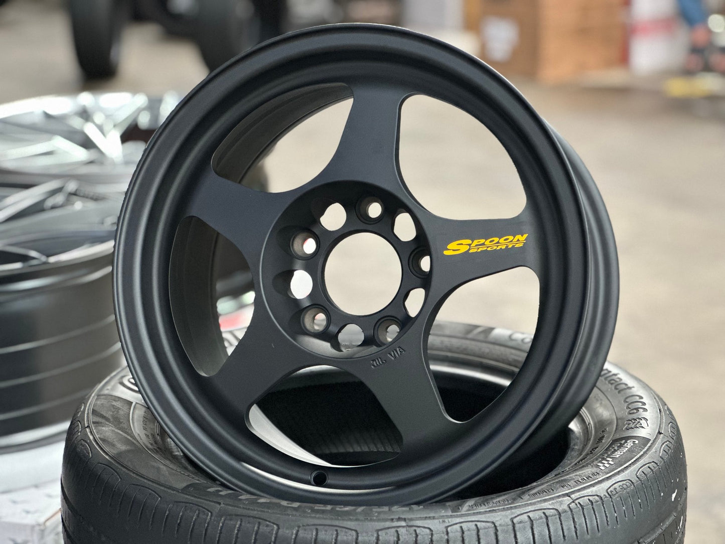 New 15X7.5 ET28 AOW Flow Formed Spoon Rim (4 wheel) Matt Black 5X114.3