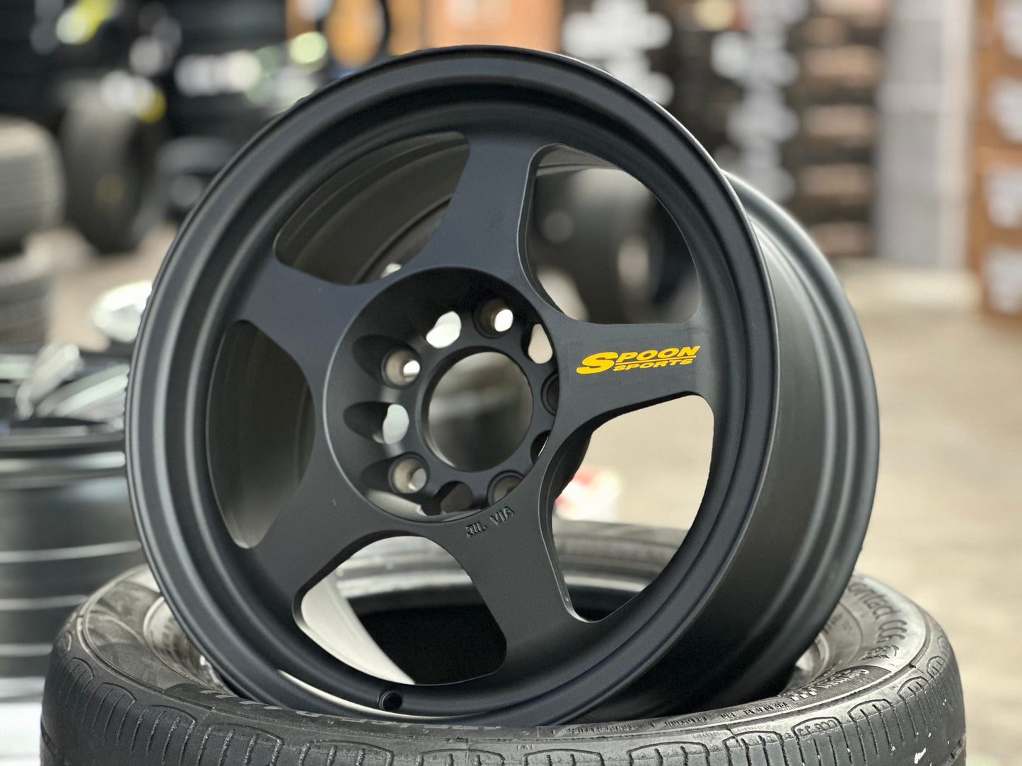 New 15X7.5 ET28 AOW Flow Formed Spoon Rim (4 wheel) Matt Black 5X114.3