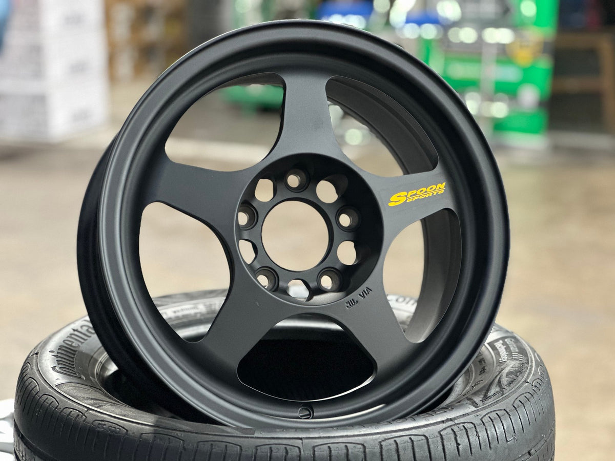 New 15X7.5 ET28 AOW Flow Formed Spoon Rim (4 wheel) Matt Black 5X114.3
