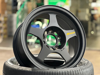 New 15X7.5 ET28 AOW Flow Formed Spoon Rim (4 wheel) Matt Black 5X114.3