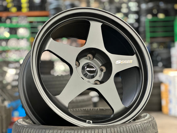 New 18X9.5 ET44 AOW Flow Formed Spoon Rim (4 wheel) Matt Black 5X120