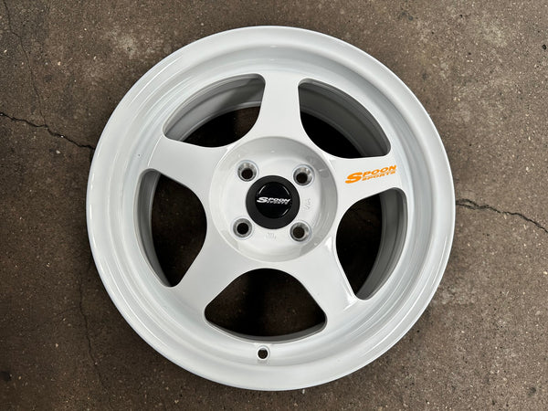 New 15X7 ET41 AOW Flow Formed Spoon Rim (4 wheel) Gloss White 4X100