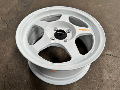 New 15X7 ET41 AOW Flow Formed Spoon Rim (4 wheel) Gloss White 4X100