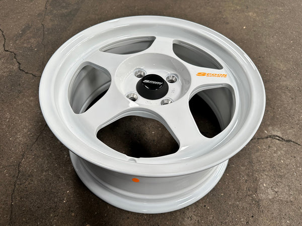 New 15X7 ET41 AOW Flow Formed Spoon Rim (4 wheel) Gloss White 4X100