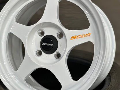 New 15X7 ET41 AOW Flow Formed Spoon Rim (4 wheel) Gloss White 4X100
