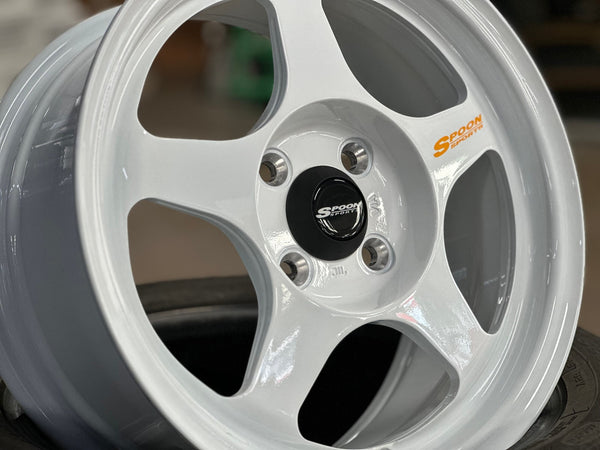 New 15X7 ET41 AOW Flow Formed Spoon Rim (4 wheel) Gloss White 4X100