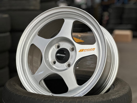 New 15X7 ET41 AOW Flow Formed Spoon Rim (4 wheel) Gloss Silver 4X100