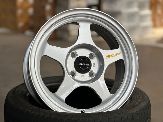 New 15X7 ET41 AOW Flow Formed Spoon Rim (4 wheel) Gloss Silver 4X100