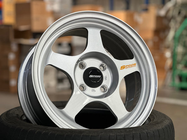 New 15X7 ET41 AOW Flow Formed Spoon Rim (4 wheel) Gloss Silver 4X100