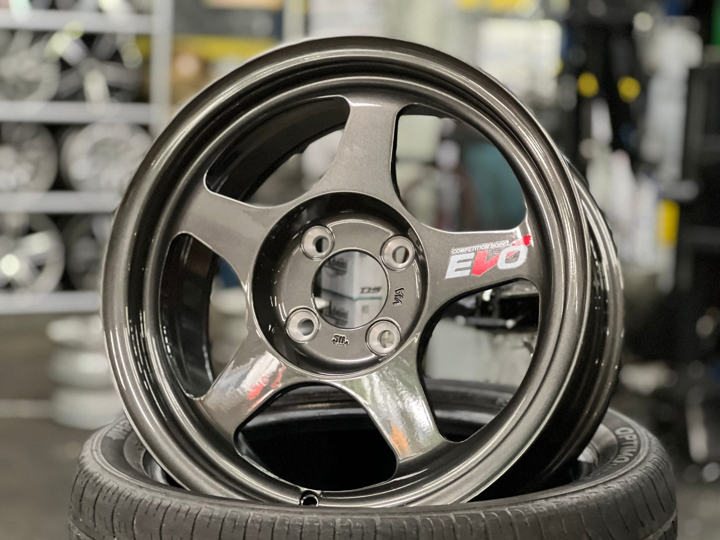 New 15X7 ET41 AOW Flow Formed Spoon Rim (4 wheel) Gloss Gunmetal 4X100