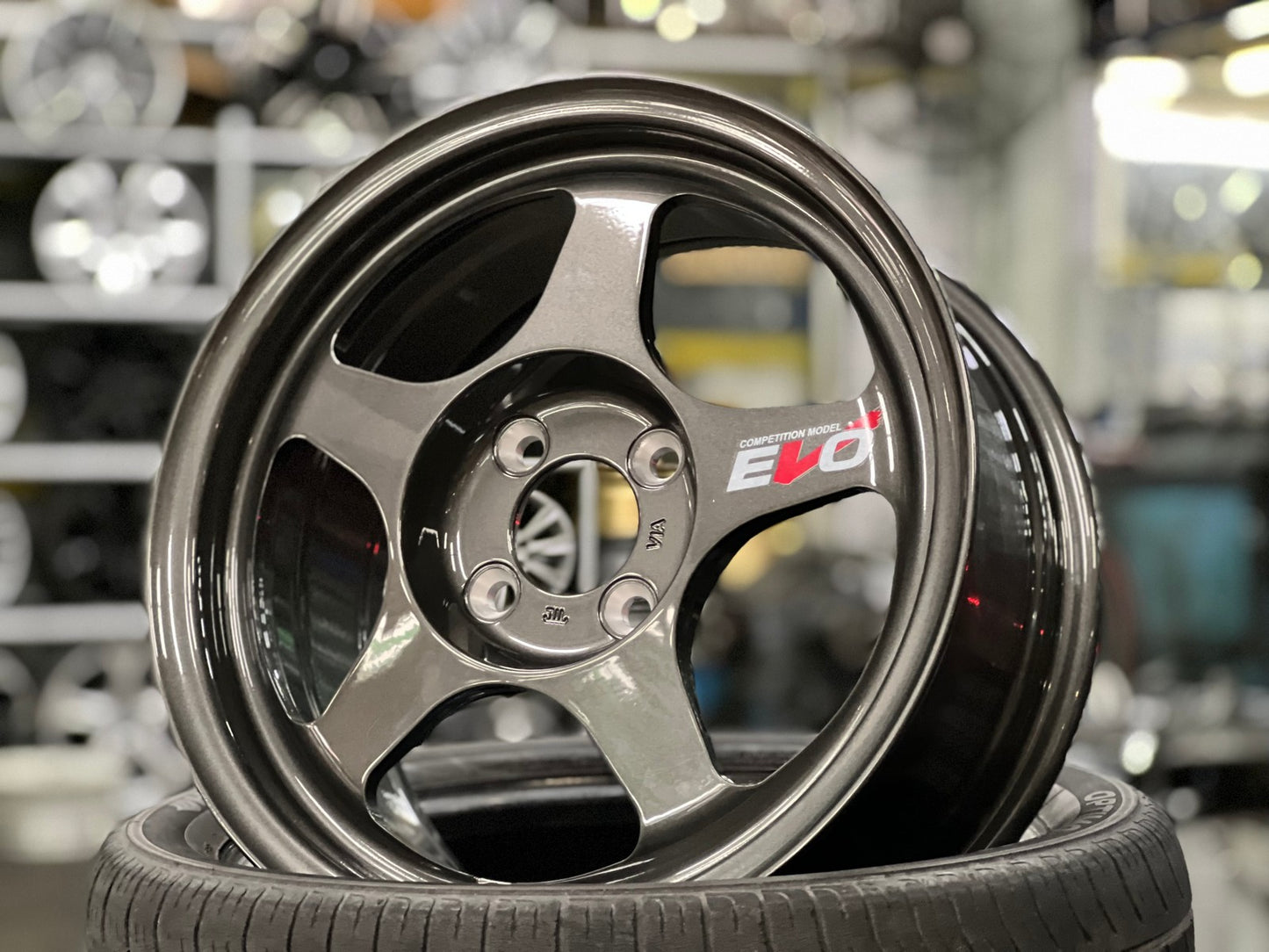 New 15X7 ET41 AOW Flow Formed Spoon Rim (4 wheel) Gloss Gunmetal 4X100