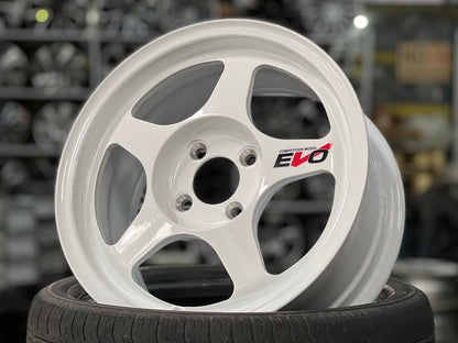 New 15X7 ET41 AOW Flow Formed Evo Rim (4 wheel) Gloss White 4X100