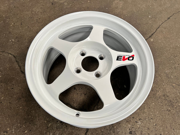 New 15X7 ET41 AOW Flow Formed Evo Rim (4 wheel) Gloss White 4X100