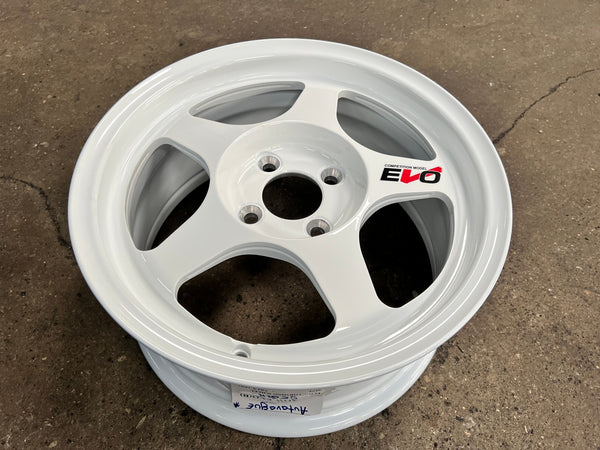 New 15X7 ET41 AOW Flow Formed Evo Rim (4 wheel) Gloss White 4X100