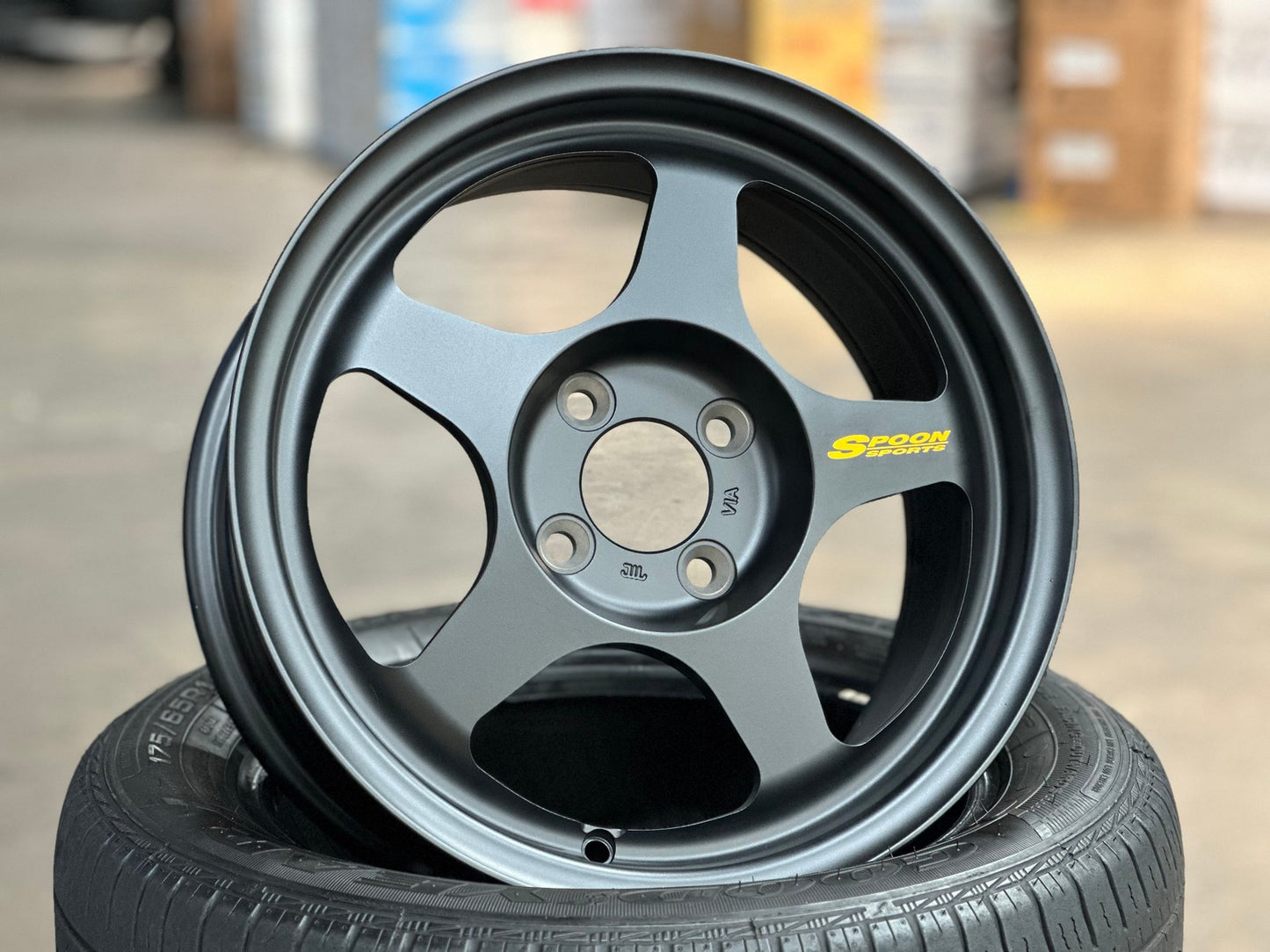 New 15X7 ET41 AOW Flow Formed Spoon Rim (4 wheel) Matt Black 4X100