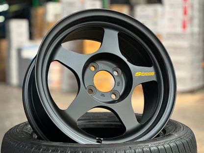 New 15X7 ET41 AOW Flow Formed Spoon Rim (4 wheel) Matt Black 4X100