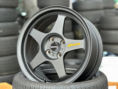 New 16X7 ET36 AOW Flow Formed Spoon Rim (4 wheel) Matt Black 4X100